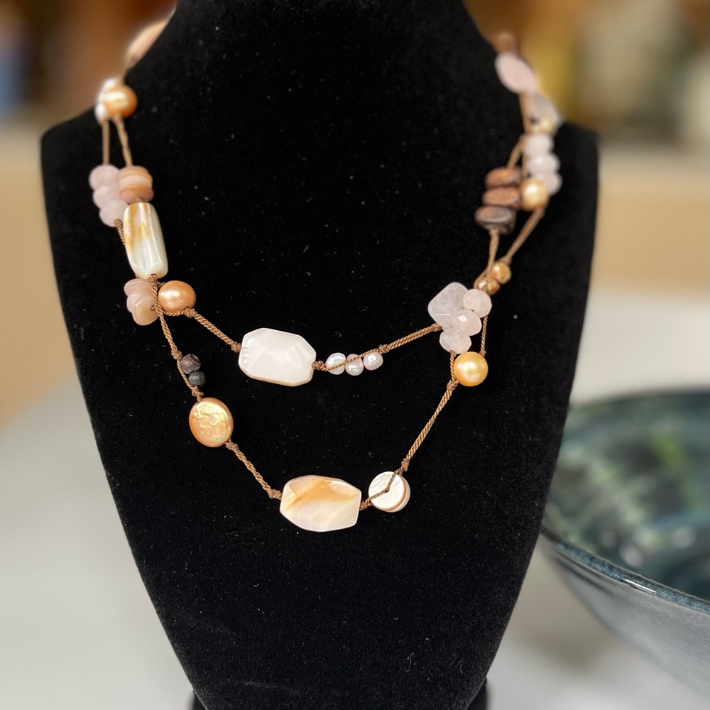 Silpada Pink and Gold Necklace with Organic Charm